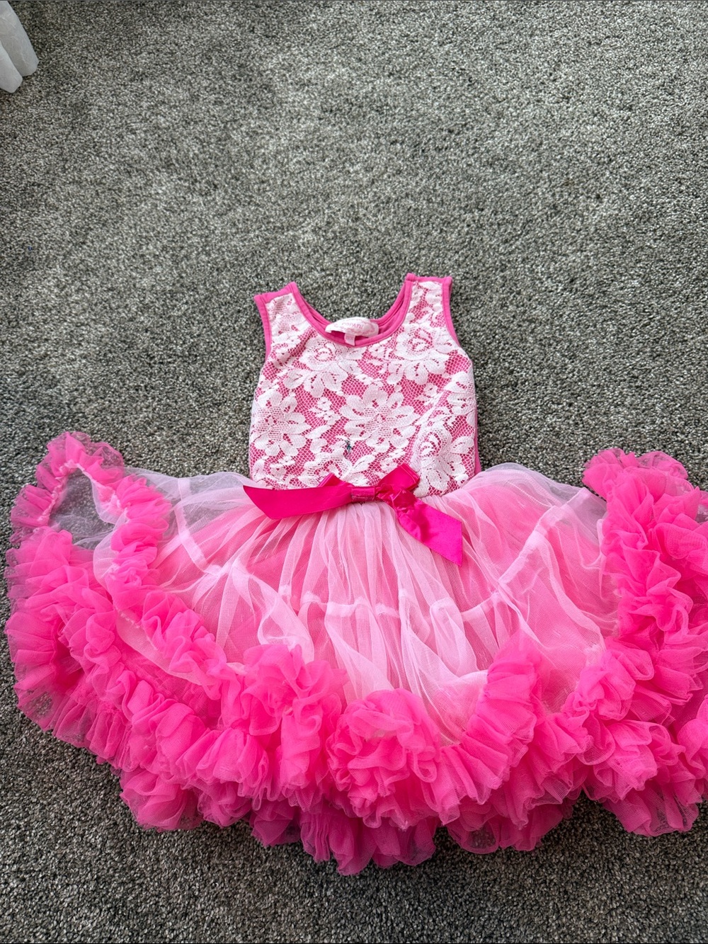 Popatu Pink Lace Tulle Ruffle Dress